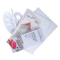 Без бренда «Набор подарочный «Две картинки»: краски акрил 12x12 мл, 2 холста 22x30 на мдф, 10 кистей, мастихин, палитра. Уценка (без упаковки)» в Уфе