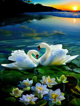 Без бренда «Пара белых лебедей на воде (20шт)» в Уфе