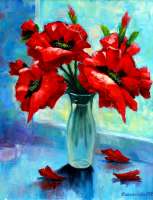 Без бренда «Букет красных маков в высокой вазе» в Уфе в интернет-магазине Без бренда «Букет красных маков в высокой вазе» в Уфе