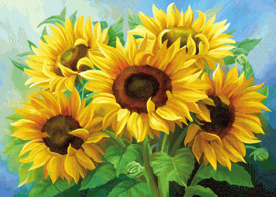 Картина по номерам 40x50 Пышный букет подсолнухов