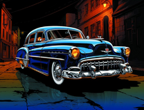 Синий ретро-автомобиль