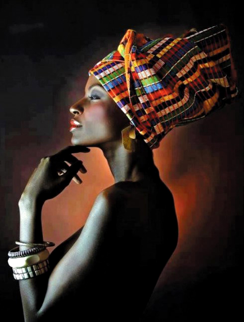 Алмазная мозаика 30x40 Чернокожая девушка с ярким головным убором