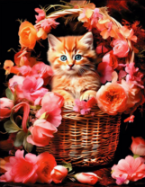 Без бренда «Рыжий котенок в корзине с цветами» в Уфе в интернет-магазине  Без бренда «Рыжий котенок в корзине с цветами» в Уфе