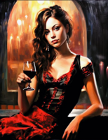 Без бренда «Обворожительная брюнетка с бокалом красного вина» в Уфе