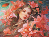 Красивая девушка и нежные цветы