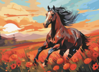 Без бренда «Конь бежит по маковому полю на закате» в Уфе в интернет-магазине Без бренда «Конь бежит по маковому полю на закате» в Уфе