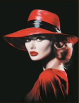 Дама в красном платье и красной шляпке